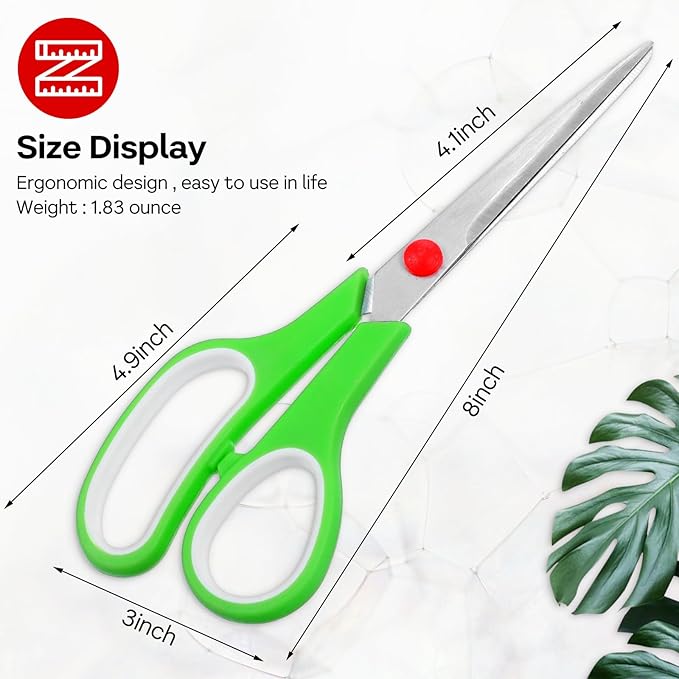 Modern Multipurpose Scissors, 8" Bulk 24-Pack, Stainless Steel, Ambidextrous, Red, Blue, Green, Black