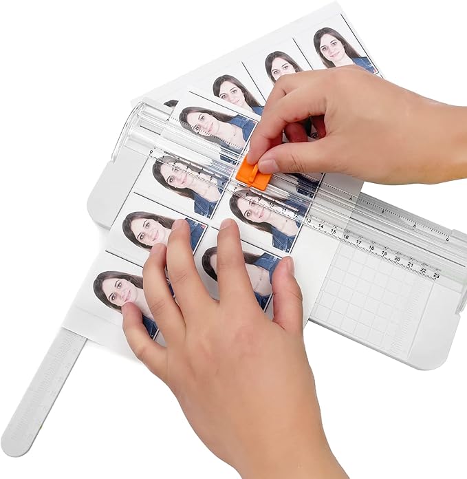 Paper Cutter, A4 Paper Trimmer with Security Safeguard & Side Ruler Portable Straight Edge Cutter for Scrapbooking Craft Paper, Photos, Label, Cardstock (White)