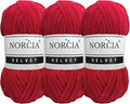 Soft Velvet Yarn Chenille Yarn for Crocheting Baby Blanket Yarn for Knitting Amigurumi Yarn Fancy Yarn for Crochet Weaving Craft (Red, 3 Skeins)