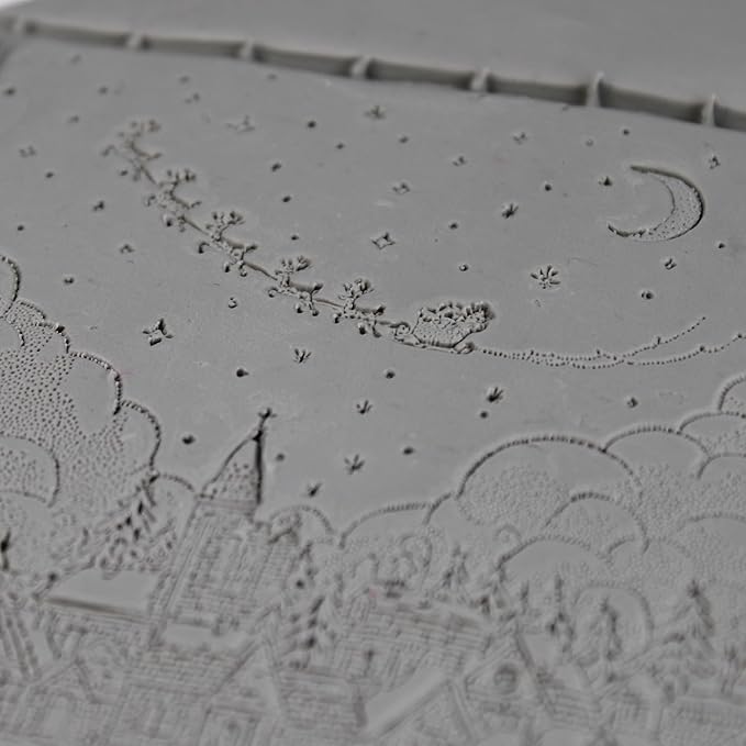 Flying Sleigh Clay Texture Roller (4") - Christmas Set #01 - Embossing Pattern Roller for Polymer & Ceramic Clay, Pottery & Crafts