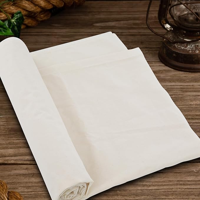 Beige Cotton Muslin Fabric, 63 Inch X 2 Yards Natural 100% Cotton Fabric by The Yard, Suitable for Sewing Embroidery, Garments, Crafts