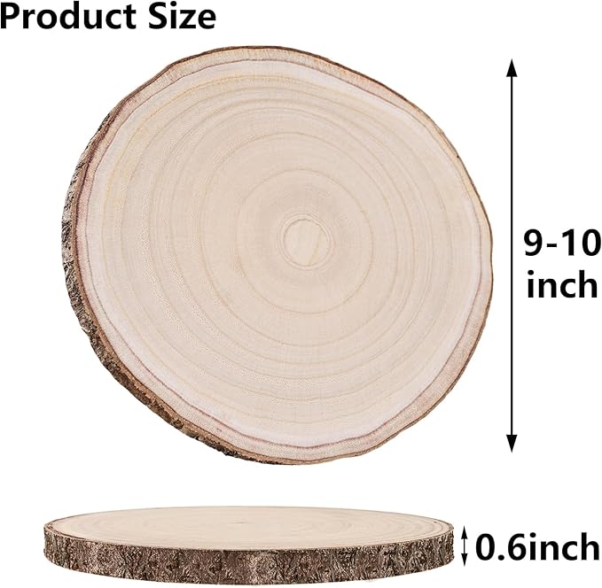 10 Pcs Natural Paulownia Wood Slices 9-10 Inches, for Centerpieces Table Decorations,Unfinished Rounds Wood for Crafts,for Rustic