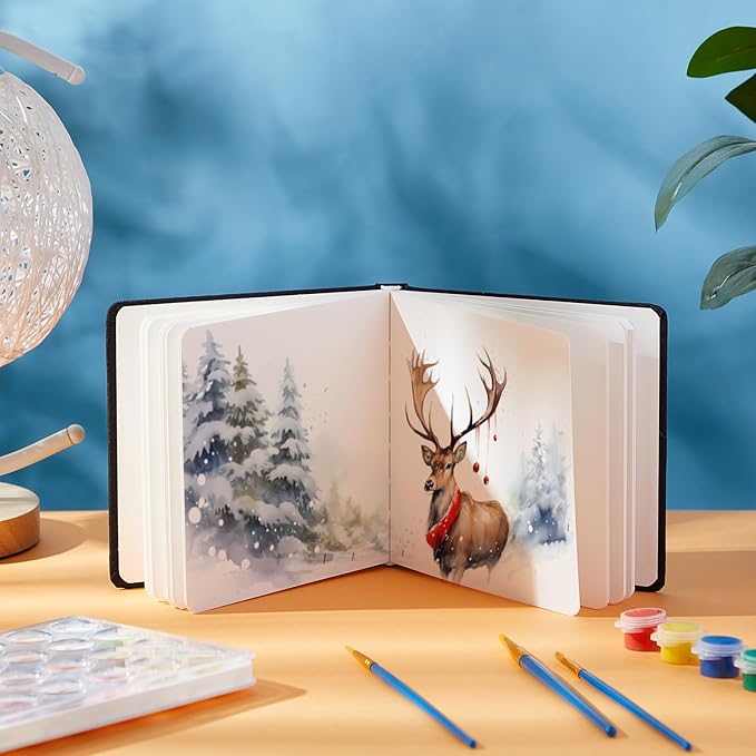 Dispowreath 5.5 x 5.5 in Watercolor Sketchbook Journal Square Watercolor Notebook Cold Press 140lb 300gsm Cotton Paper 48 Pages Journals Notebook Paper Pads(Black)