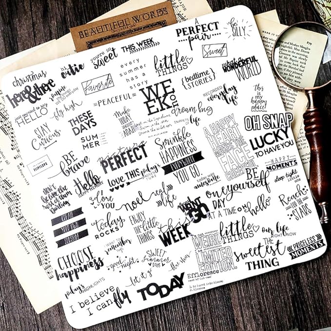 Doraking 90PCS Vintage Nice Words Sentences Sweet Happiness Stickers for Decoration Laptop Scrapbook Windows - Doraking No-Repeat Vintage Words Stickers