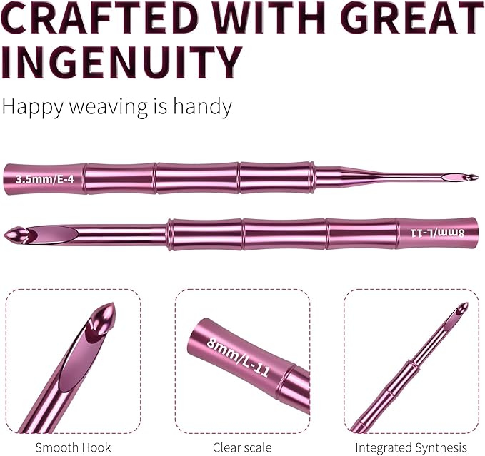 SoosuiCrochet Hooks, 9-Piece Crochet Hook Set 3mm–8mm, Ergonomic Crochet Hook Set, Long Crochet Hooks, Smooth and Lightweight Knitting Tools, Perfect for Yarn Crafts.