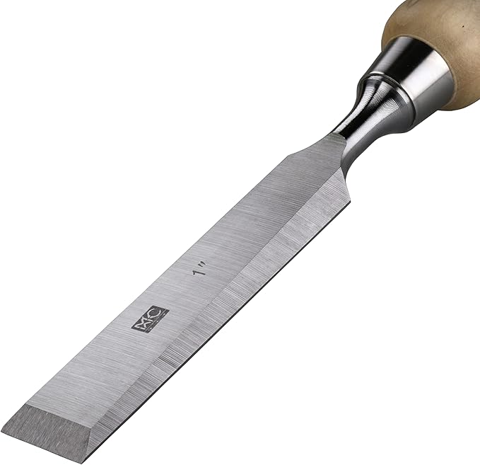4 Piece Bevel Edge Wood Chisel Set 1/4 inch(6mm), 1/2 inch(12mm), 3/4 inch(20mm), 1 Inch(26mm) with Hornbeam Handles and Stainless Steel Ferrules