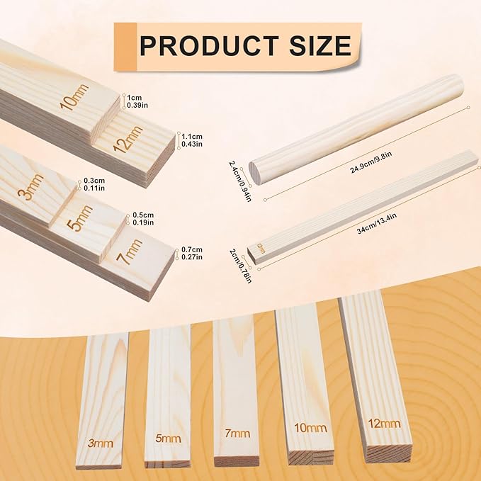 eZAKKA Pottery Teaching Rolling Mud Stick Guide, Wooden Clay Rolling Pin for Clay Tools, Pottery Tools with Clay Slab Roller & Clay Guides Sticks, 10+1Pcs