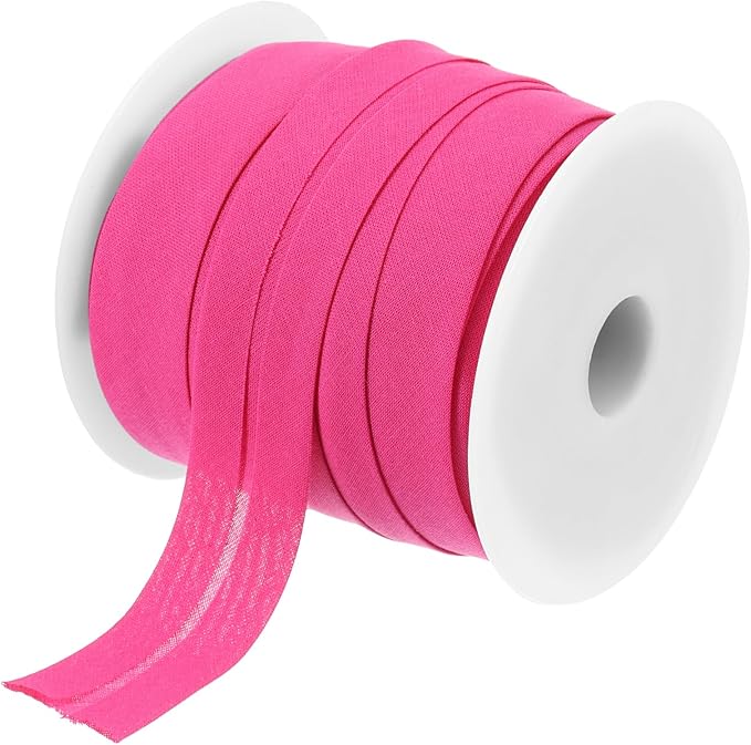 MECCANIXITY 3/4 Inch Single Fold Bias Tape Cotton Continuous Bulk Bias Tape for Sewing, Seaming Quilting Hemming Binding Crafts (Rose Red 25 Yards)