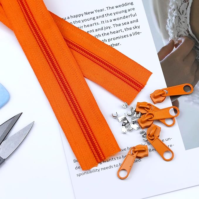 #5 Nylon Zipper Tape for Sewing: YZSFIRM 76 Yards Color by The Yard Nylon Coil Zippers for DIY Sewing Craft with 95 Bulk Metal Zipper Slider