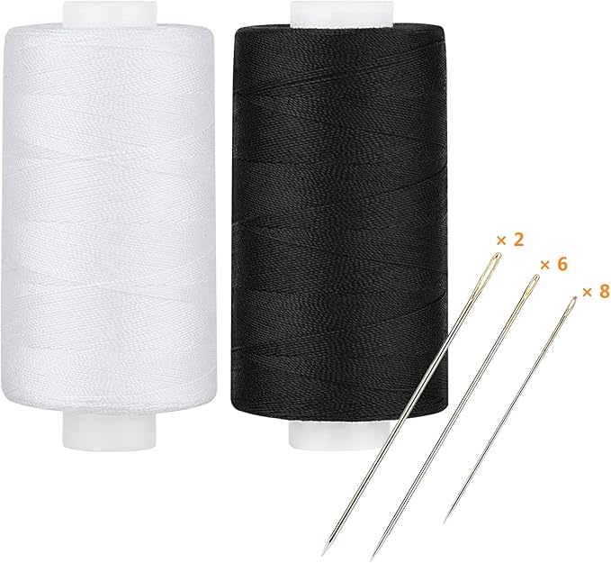 Simthread All Purpose Thread Polyester 400 Yards Each (1 White 1 Black)
