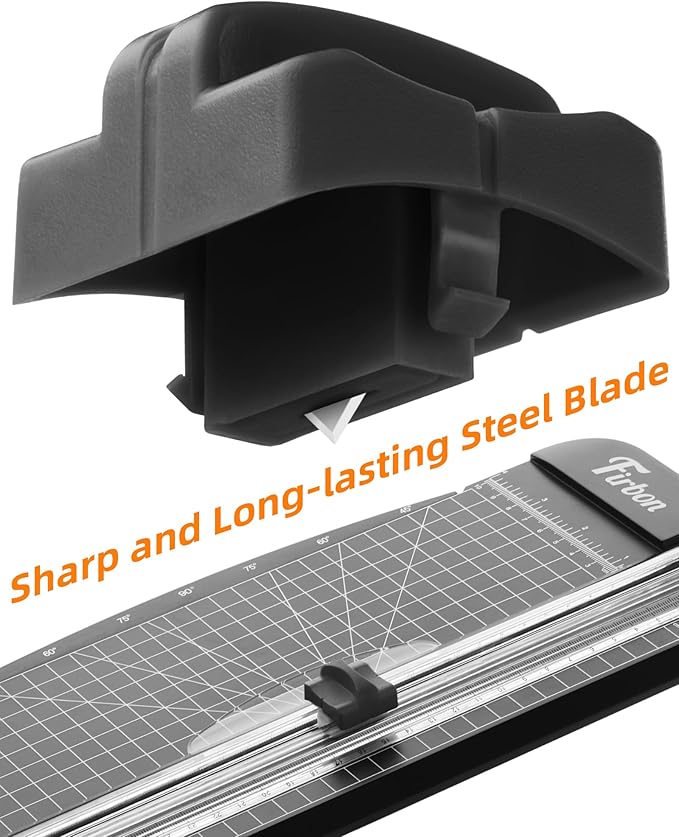 Firbon 2Pcs Refill Blades for A4 A5 Paper Cutter, Spring-Loaded Safeguard Design Replacement Blade for Paper Trimmers (Black)