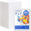 Canvas Boards for Painting 64 Pack Bulk, 5x7 Inch Small Painting Canvases, Mini Canvas Panels Gesso Primed 100% Cotton for Acrylic Oil Watercolor Tempera, Ideal for All Skill Level