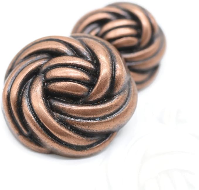 Antique Copper Metal Buttons - 12 Pcs - 3 Size Options - Floral Round Metal Shank Buttons Vintage for Men Women Blazer Coat Uniform Shirt Suit and Jacket Sewing Craft DIY N23301