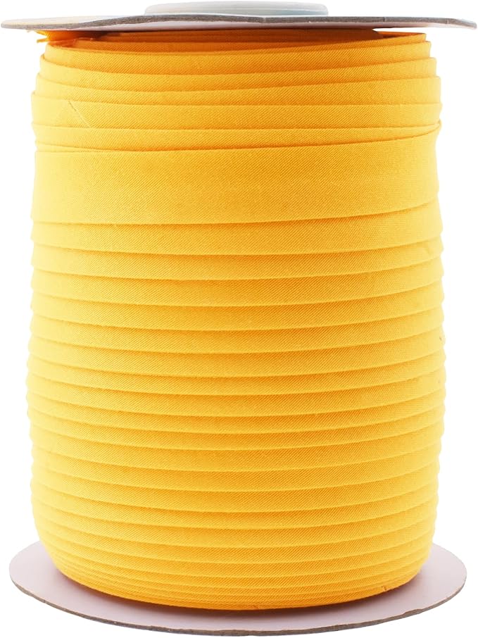 Mandala Crafts 55 Yards 5/8 Inch Mustard Yellow Double Fold Bias Tape for Sewing - Bias Binding Tape for Quilting Binding, Hemming, Seam, and Fabric Piping