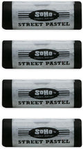 Soho Urban Artist Professional Oil Pastels - Jumbo Street Pastel Pack of 4 Deep Black, 1" Diameter, 2.7" Length, Non-Toxic, Brilliant Pigments, Ideal for Pavement, Less Crumbling than Sidewalk Chalk