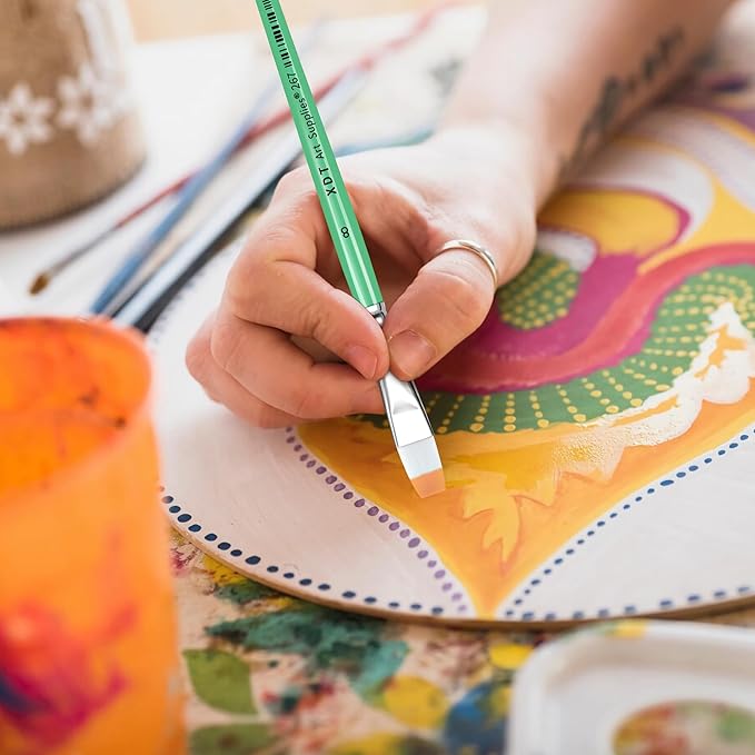 XDT#267 Artist Paint Brush Set, 6Pcs Nylon Brushes for Acrylic Painting, Watercolor, and More–Includes Filbert, Round Tip, and Flat Brushes