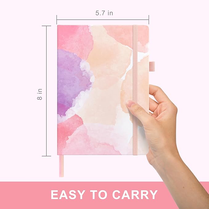 &And Per Se Lined Journal Notebook for Women&Men with Pattern, 160 Pages 100GSM Thick Paper, A5 Hardcover Journals for Writing, 5.7'' x 8'' (Black)