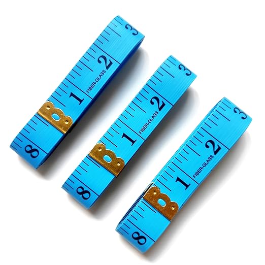 3 Pack Tape Measure Body Measuring Tape, Soft Fabric Measuring Tape for Sewing Cloth Measurement, 60 Inch Double Scale Tailor Ruler for Weight Loss (Blue)