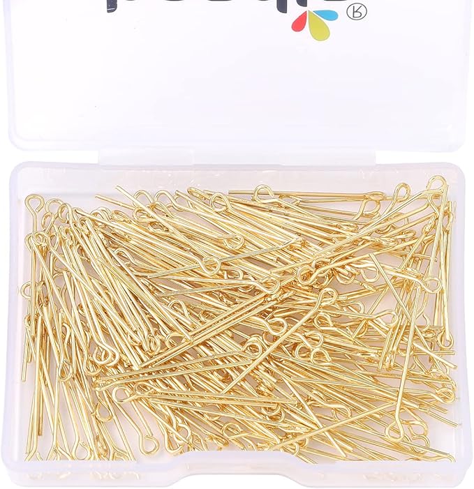 14K Gold Plated Open Eye Pins Non Tarnish 25mm 200pcs for Jewelry Making Findings