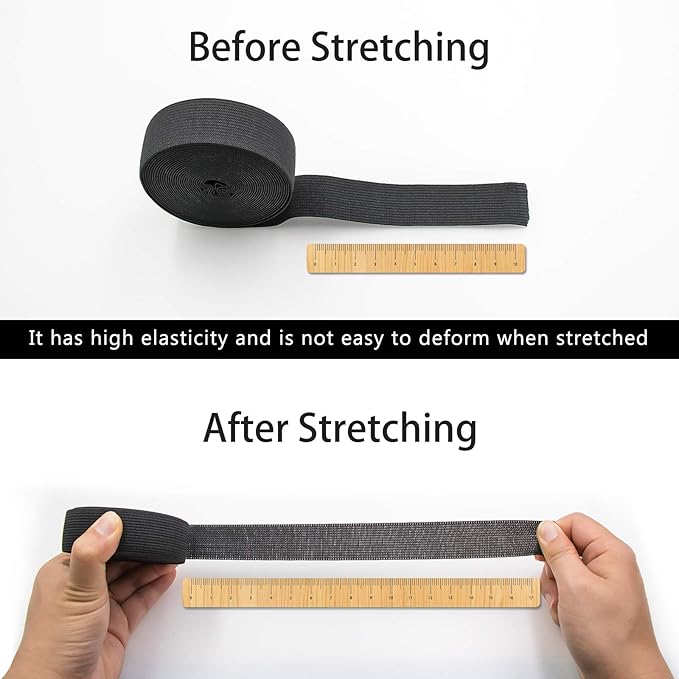 Waycreat 1 Inch Elastic Band for Sewing, Crafts, DIY, High Elasticity, (White 22Yards, Black 22 Yard)