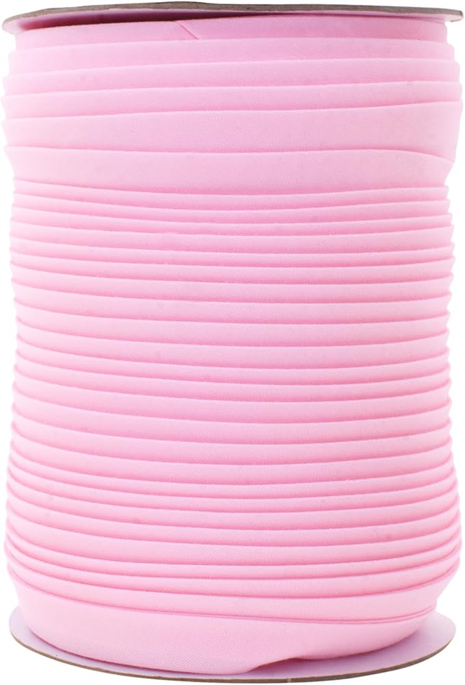 Mandala Crafts 55 Yards 1/2 Inch Light Pink Double Fold Bias Tape for Sewing - Bias Binding Tape for Quilting Binding, Hemming, Seam, and Fabric Piping