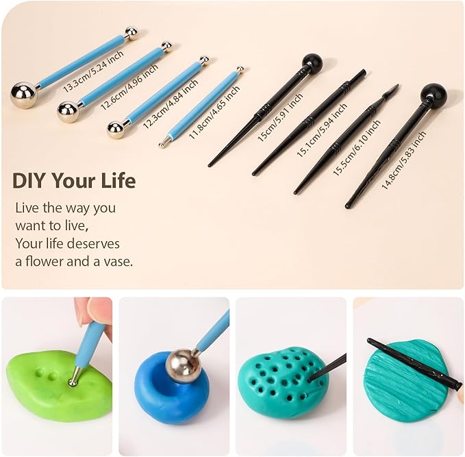 Tovotum 57PCS Pottery Sculpting Tools Ceramic Clay Carving Tools Set for Beginners Expert Art Crafts Pottery Clay Tool