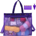 Knitting Bag Large Yarn Storage Organizer,Crochet Bags and Totes,Yarn Bags for Crocheting,Crochet Storage Bags for Crochet Hooks,Knitting Needles,Knit Bags for Crochet Lovers,Mother's Day Gift(Purple)
