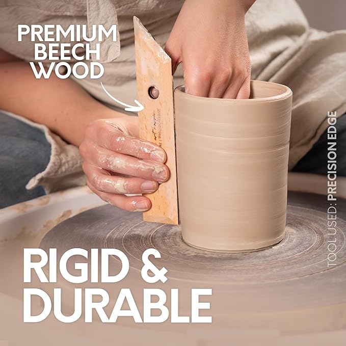 Byllstore Essential Pottery Ribs for Clay | Shaping & Smoothing Tools | Solid Beech Wood | 6-Pack