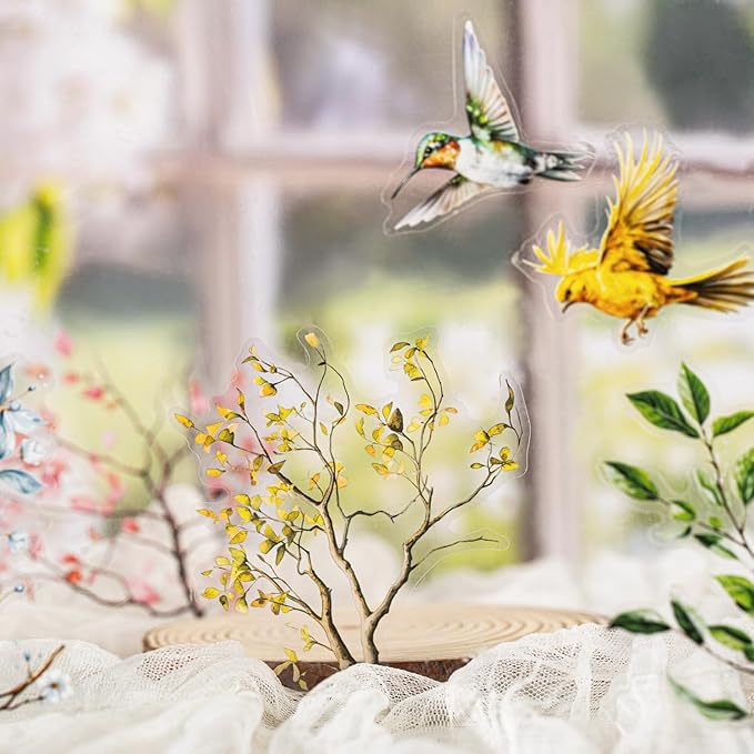 Alideco 120pcs Scrapbook Stickers Vintage Flowering Birdsong Scrapbooking Junk Journal Crafts Embelishment Decoration Stickers (huazhiniaoming)