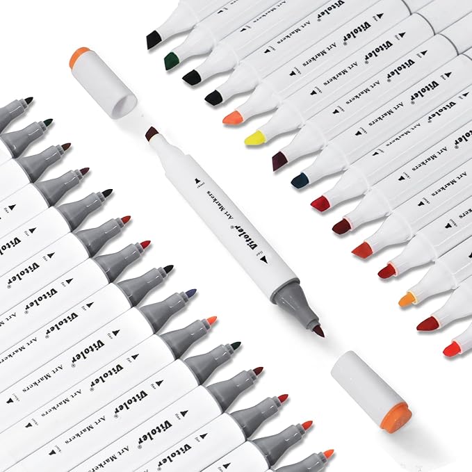 Alcohol Markers,48 Colors Double Tipped Coloring Markers for Adult Coloring Book,Art Set for Book Painting, Christmas gift for Kids