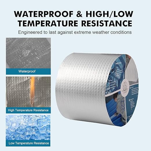 Vaste Outdoor Waterproof Aluminium Butyl Tape, 3.94inch x 16.4feet x 3/64inch, RV/Marine Sealant Tape, Stop Camper Roof Leak, Roofing Sheet Repair, Boat Sealing, Weatherproof and Durable, UV-Resistant