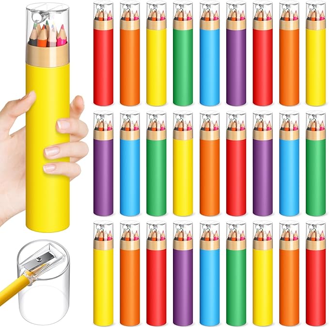 48 Pack Christmas Colored Pencils Gifts Bulk with Sharpener, 12 Color Travel Portable Presharpened Pencil Pack, Colored Pencils Set for Adults Christmas Charity Arts Supplies Painting