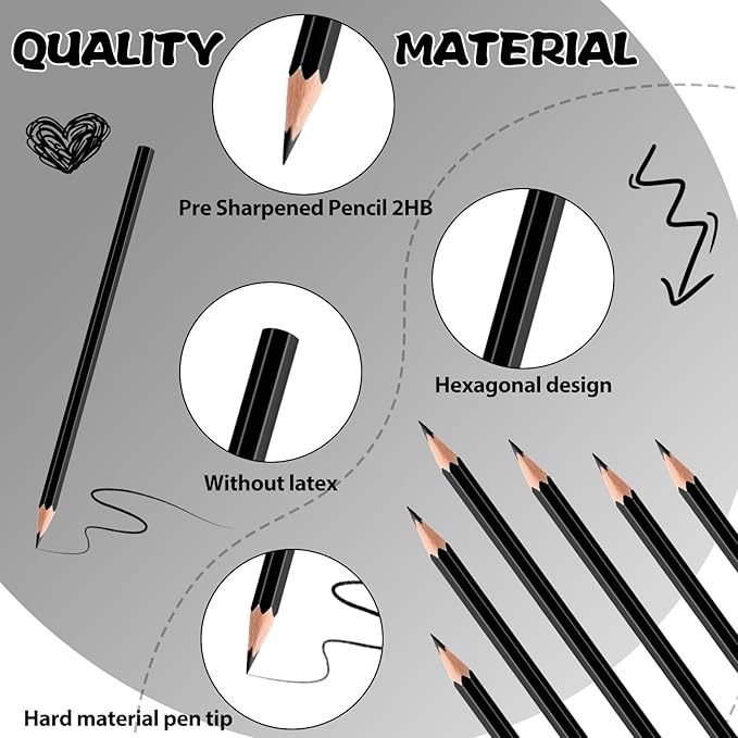 24 PCS Black Colored Pencils, Pre-sharpened Professional Wooden Art Pencils Set for Artists Painting | Premium Drawing Sketching Supplies (Black)