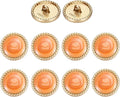 MECCANIXITY Metal Vintage Gold Button 15mm Round Metal Sewing Button Alloy Shank Replacement for Women's Suit Woolen Coat Shirt Dress Sewing Orange Pack of 10