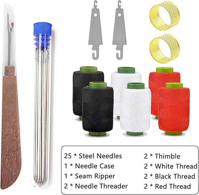 37Pcs Sewing Tool Set, 2026 New Big Eye Steel Sewing Needle Kit, Threader and Needle Repair Kit Stainless Steel Needles for Hand Sewing,Punch Needle Kit Repair Tools for Beginners & Daily Use