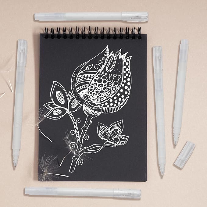 YUANCHENG White Gel Pens,4 Pack, 0.8 mm Extra Fine Point Gel Ink Pens,Suitable for Black Paper Drawing,Card Making,Artists Drawing.Sketching,White Gel Pen for Art Highlight