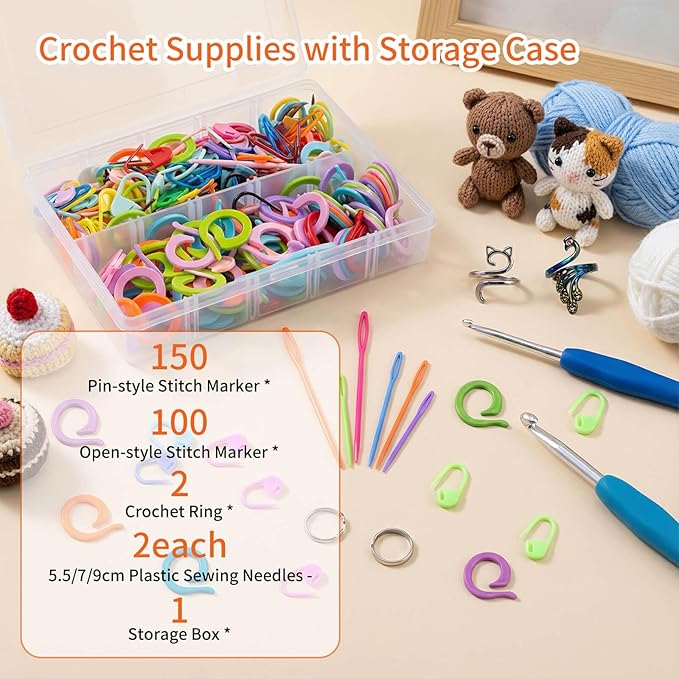 SPEENSUN Yarn Winder, 3.5 OZ Easy-to-Install and Efficiently Yarn Ball Winder, 250 Stitch Markers/6 Plastic Sewing Needles/2 Crochet Rings with Storage Box, Best for Crochet and Knitting Lover