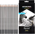 Dyvicl Professional Drawing Sketching Pencil Set - 12 Pieces Drawing Pencils 10B, 8B, 6B, 5B, 4B, 3B, 2B, B, HB, 2H, 4H, 6H Graphite Pencils for Kids, Beginners, Pro Artists