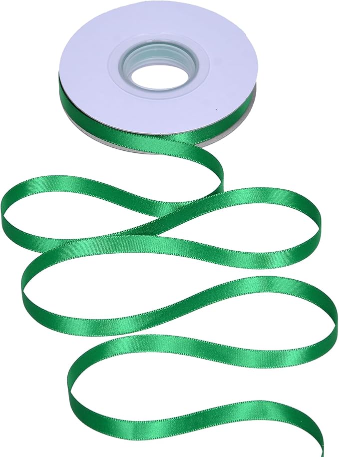 YAMA Green Double Faced Satin Ribbon 3/8 Inch 25 Yards Thin Green Ribbon for Gift Wrapping Crafts Hair Bows Wedding Party Decoration