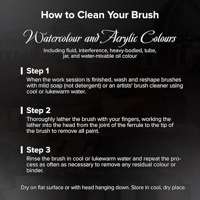 Silver Brush Limited 3008S-1/2 Black Velvet Square Wash Paintbrush for Watercolor, Gouache, Inks, & Dyes, Size 1/2 Inch, Short Handle