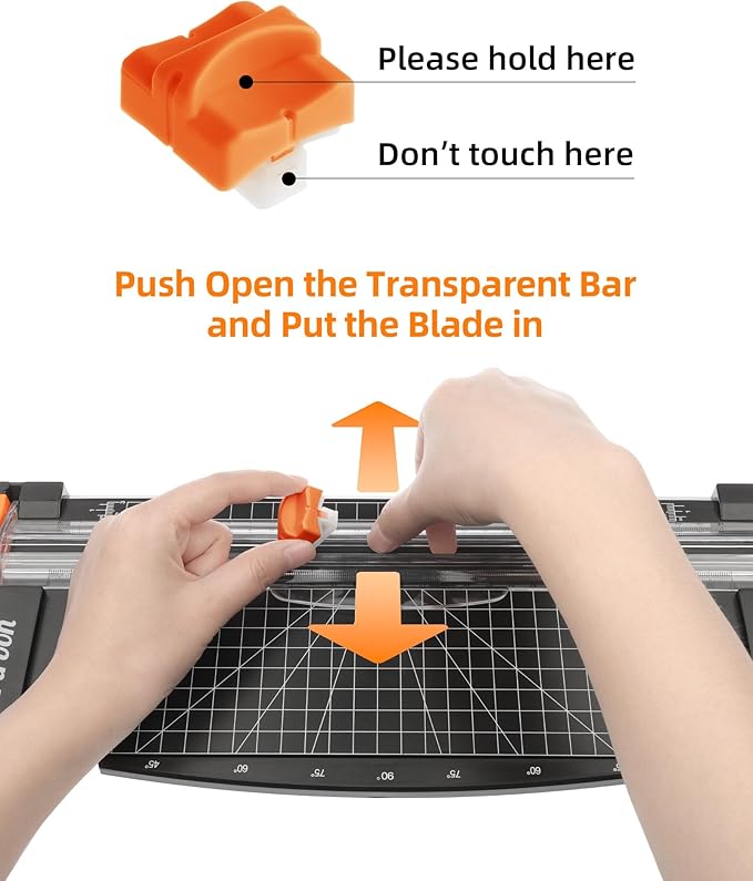 Firbon 2Pcs Refill Blades for A4 A5 Paper Cutter, Spring-Loaded Safeguard Design Replacement Blade for Paper Trimmers (Orange)