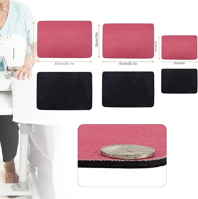 QEES Sewing Mat, Medium, Red - Premium Rubber Mat for Sewing Machine, Reduces Vibrations & Slipping for Women Sewing Enthusiast