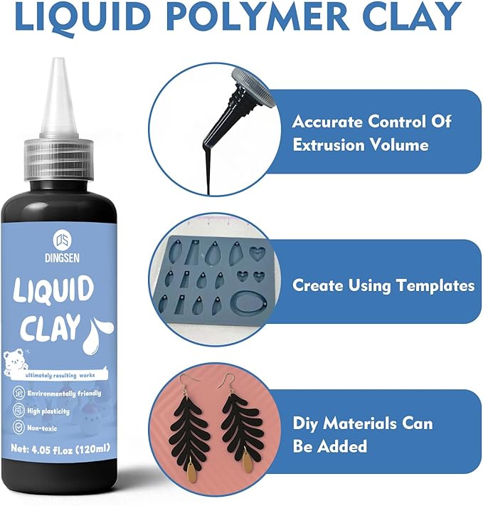 120ml Black Liquid Polymer Clay, Liquid Clay for Polymer Oven-Bake, Very Suitable for DIY Decorations, Jewelry, Toys, Household Items, Great for All Artists