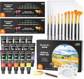 47 Pack Acrylic Paint Set, Shuttle Art 15 Colours (12ml Each, 2Pack) Acrylic Paint with 10 Brushes Painting Canvas Knife Palette Sponge, Complete Gift Set for Kids, Adults Painting Canvas, Ceramic