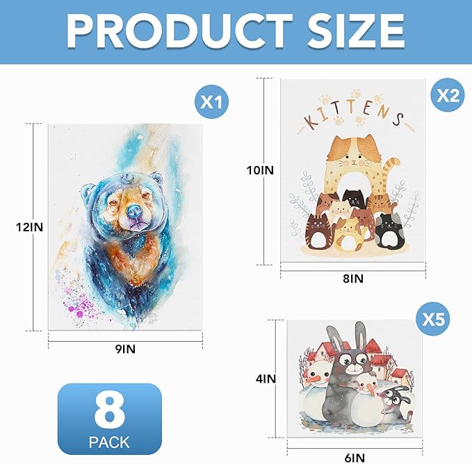 ESRICH Canvases for Painting 8Pack Painting Canvas with 9x12,8x10,4x6,Canvas Panels for Oil Paint,Watercolor,Acrylic Paint,Gouache and Tempera.