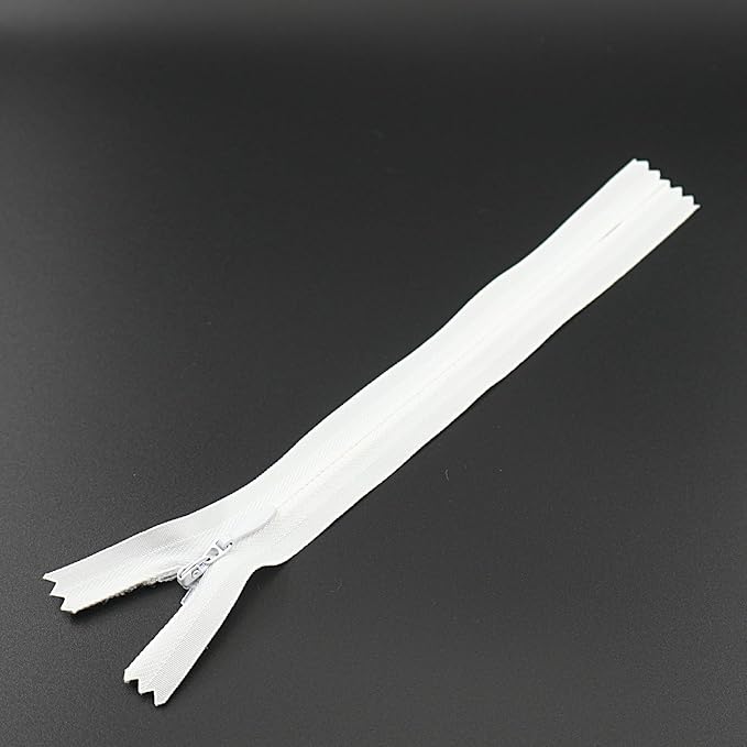 Leekayer 3# 9 Inch Invisible Zipper for DIY Tailor Sewing Craft 22.86 cm Closed End White Nylon Zippers Bulk 10 PCS/Pack (White,9")