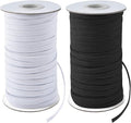 Coopay 80 Yards Length 1/4" Width Elastic Bands Flat Elastic Cord Rope Heavy Stretch Spool Knit for Sewing DIY Projects, Arts & Crafts, 2 Rolls, 40 Yards/Roll (Black and White, 1/4 Inch)