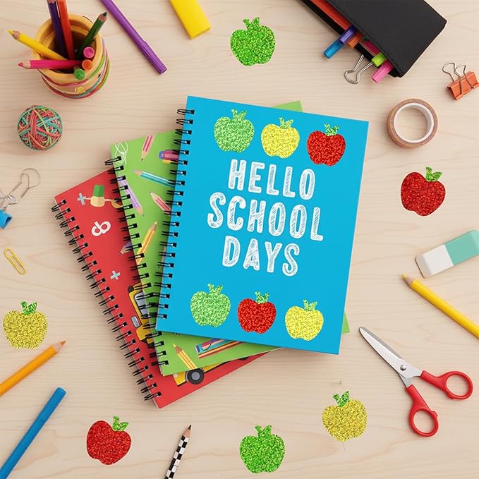 500Pcs Sparkly Laser Apple Decals for Teacher Rewards 1 roll Back to School Apple Stickers Roll for First Day of School Party Supplies Envelope Scrapbook Decor