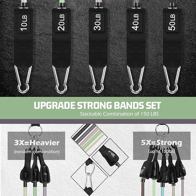 VEICK Resistance Bands, Exercise Bands for Working Out with Handles, Elastic Workout Bands for Men Women, Exercising Bands for Strength Training Equipment at Home Gym