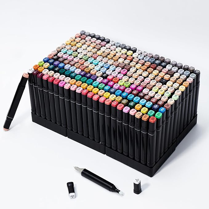 262 Colors Alcohol Markers - Dual Tip Permanent Art Markers Set for Coloring Drawing Painting, Fine and Chisel Tip Alcohol Based Pens with Carrying Case for Adult Artists